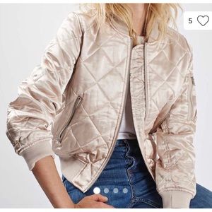 TopShop Pale Pink Quilted Bomber Jacket